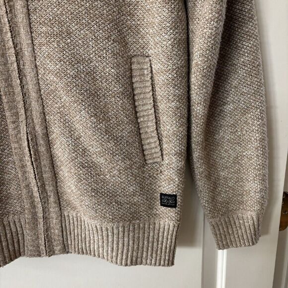 Buffalo David Britton Men’s Medium Full Zip  Cardigan Sweater Tan Faux Fur Lined - Picture 6 of 9